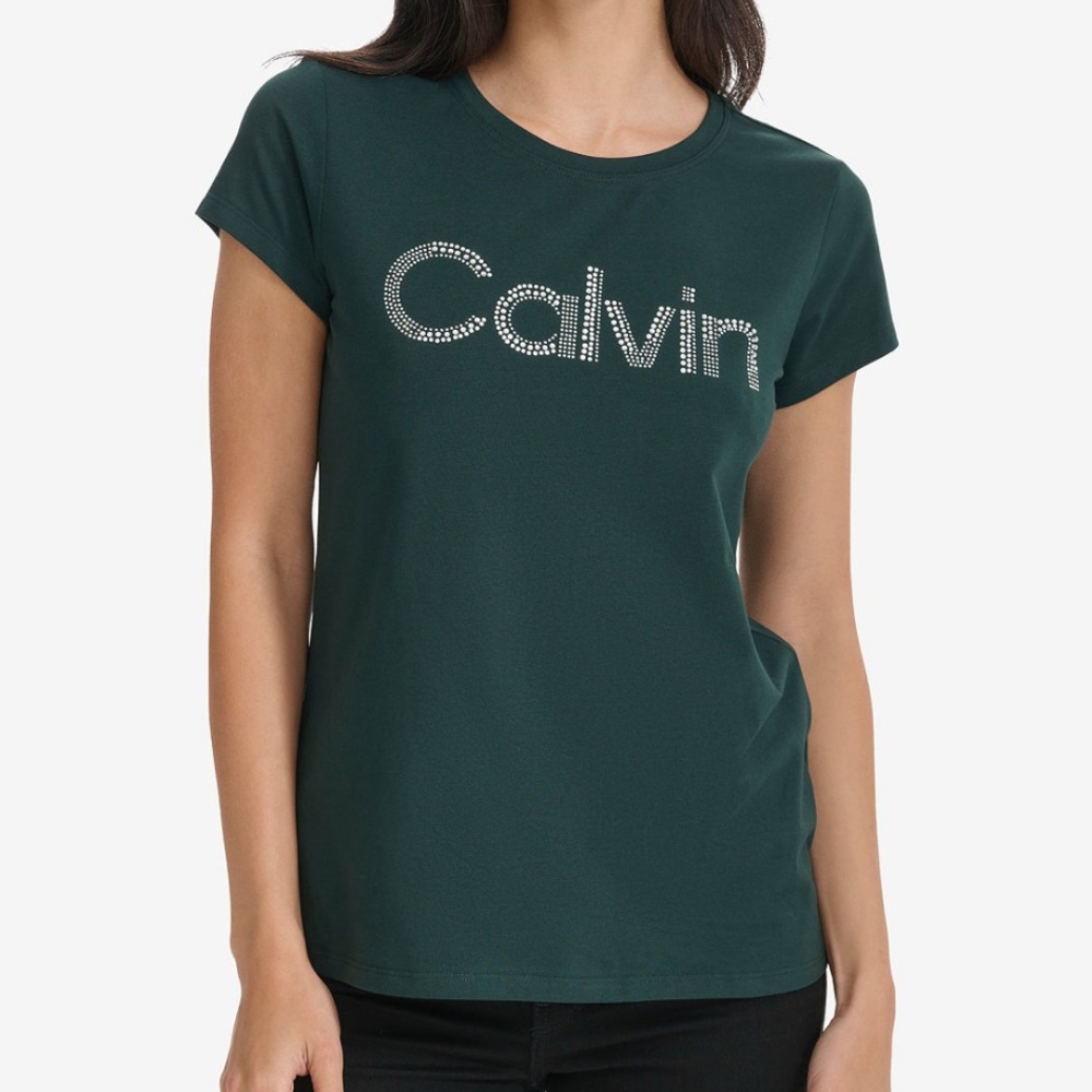 Cakvin klein crystal logo crew neck t shirt
